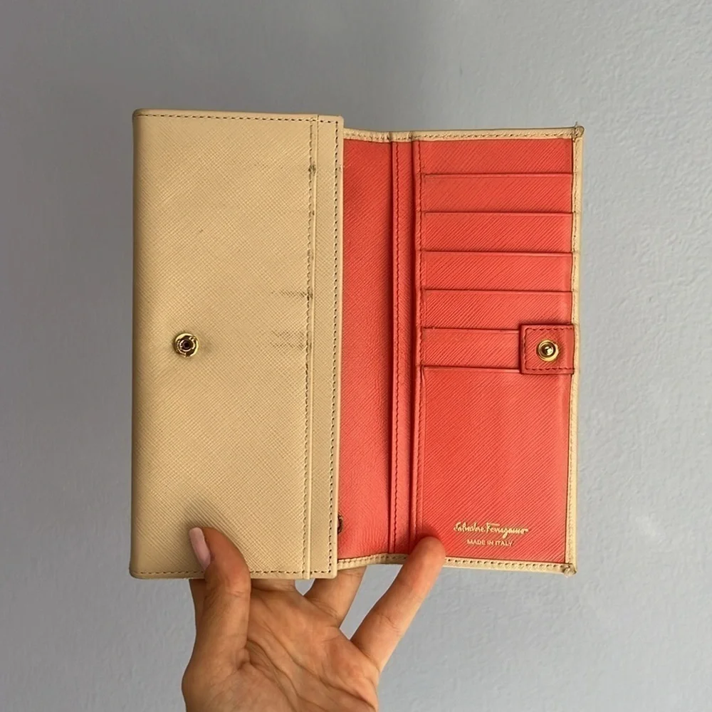 Salvatore Ferragamo Beige Long Wallet